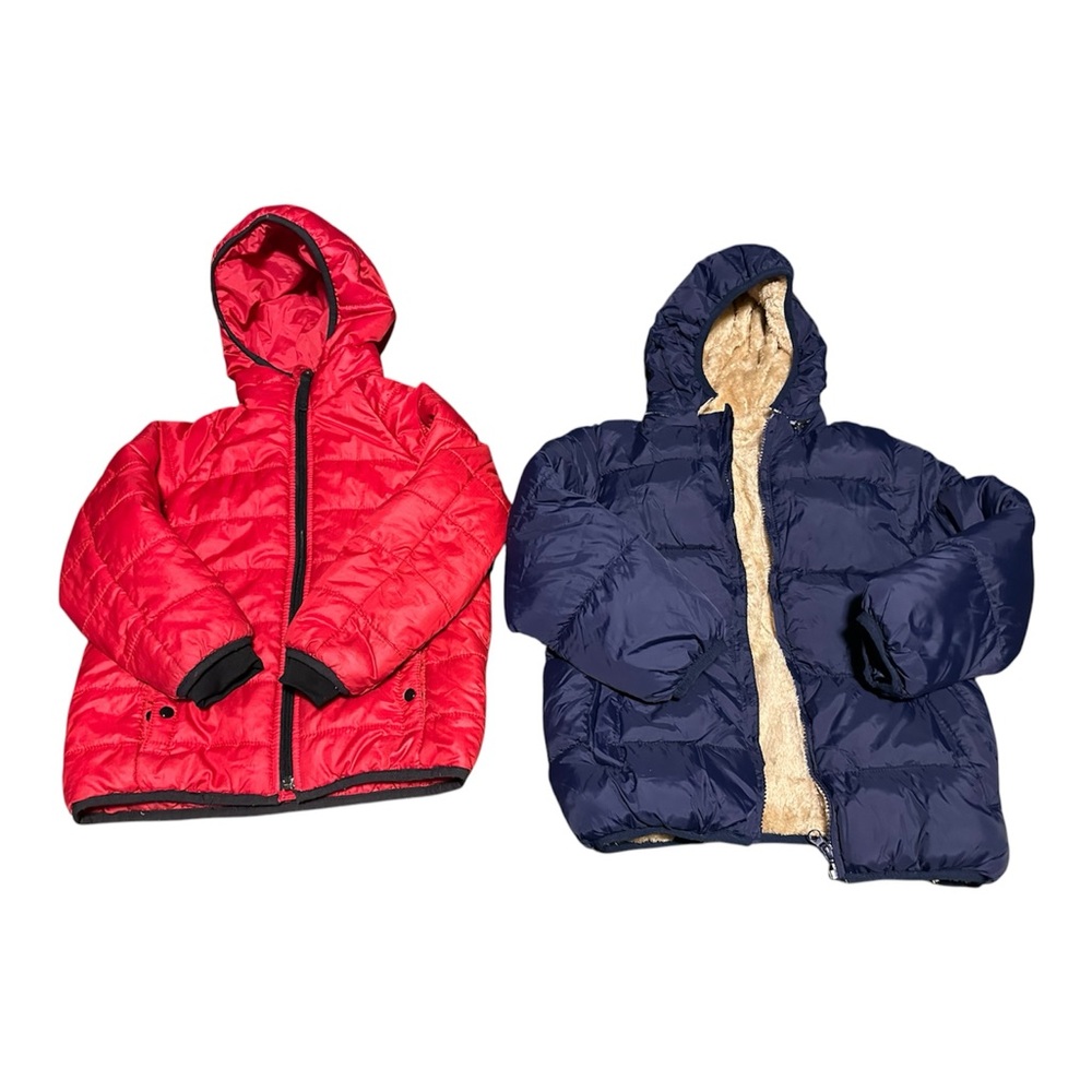 Kids Red and Blue Puffer Jackets Bundle